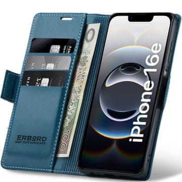 Overboard sjajna liči futrola za iPhone 17e / 16e, novčanik s preklopom, plava