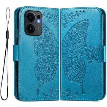 GS Preklopna maskica za Oppo Reno 13F / Oppo Reno 13FS, leptir, plava