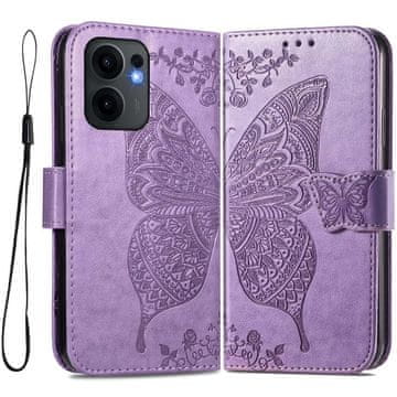 GS Preklopna maskica za Oppo Reno 13F / Oppo Reno 13FS, boja leptira, ljubičasta