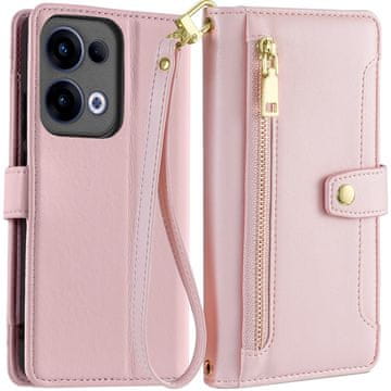 GS Preklopna futrola za Oppo Reno 13, novčanik s patentnim zatvaračem, roza