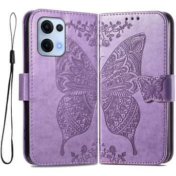 GS Preklopna futrola za Oppo Reno 13, leptir, ljubičasta