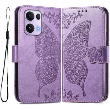 GS Preklopna futrola za Oppo Reno 13 Pro, leptir, ljubičasta