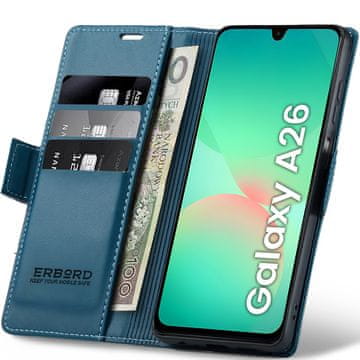 Overboard Futrola za Samsung Galaxy A26 5G, sjajna liči, novčanik s preklopom, plava