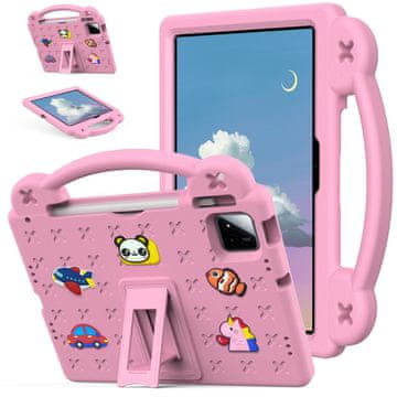 GS Futrola za Xiaomi Pad 8 / 8 Pro / 7 / 7 Pro, slatki uzorci, sa stalkom, roza