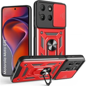 GS Oklopna maskica za Motorola Moto G17 / G17 Power / G15 / G15 Power, CamShield Slide, crvena
