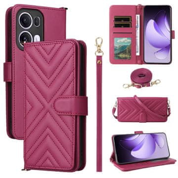 Overboard Oppo Reno 13 Pro 5G preklopna futrola, kožni novčanik preko tijela, bordo