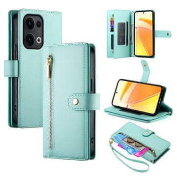 GS Preklopna futrola za Oppo Reno 13 5G, novčanik s džepom i patentnim zatvaračem, mint boja