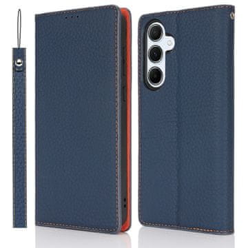GS Preklopna futrola za Samsung Galaxy S25+ Plus, Litchi Skin zrnasta, tamnoplava