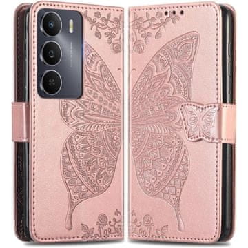 GS Preklopna futrola za Realme 14X / Realme C75, leptir, ružičasto zlatna