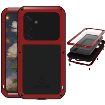 Love Mei maskica za Samsung Galaxy S25+ Plus, oklopljena sa staklom, crvena
