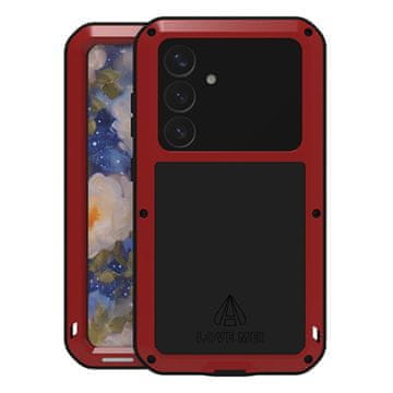 Love Mei maskica za Samsung Galaxy S25, oklopljena sa staklom, crvena