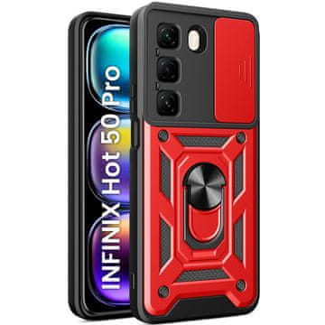 GS Oklopna futrola za Infinix Hot 50 Pro 4G, CamShield Slide, crvena