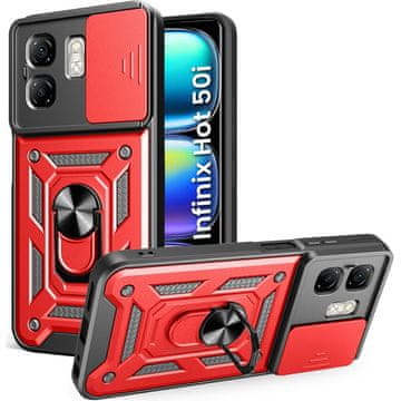 GS Oklopna futrola za Infinix Hot 50i 4G, CamShield Slide, crvena