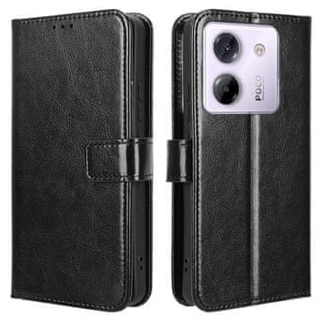 GS Preklopna futrola za Xiaomi Poco M7 Pro 5G, novčanik Crazy Horse, crna