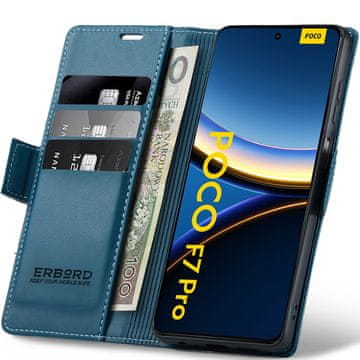 Overboard Futrola za Xiaomi Poco F7 Pro, sjajna liči, preklopna futrola-novčanik, plava