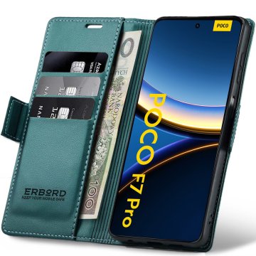 Overboard Futrola za Xiaomi Poco F7 Pro, sjajna liči, preklopna futrola-novčanik, zelena