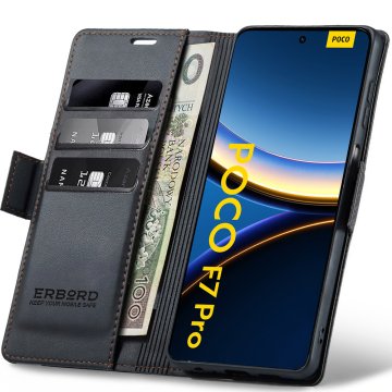 Overboard Futrola za Xiaomi Poco F7 Pro, sjajna liči, preklopna futrola-novčanik, crna