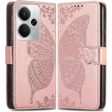 GS Preklopna futrola za Realme 14 5G / Realme 14T 5G, boja leptira, ružičasto zlatna