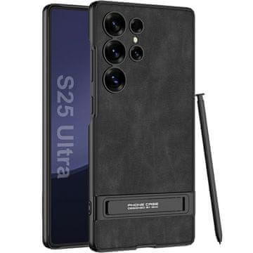 GKK Futrola za Samsung Galaxy S25 Ultra - Ultra tanka, tvrda, mat, sa stalkom - crna