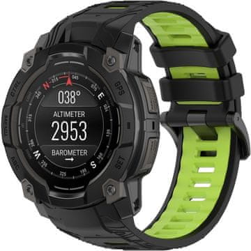 GS Silikonski remen za Garmin Instinct 3 Solar / Instinct 3 AMOLED 45 mm - sportski, crno-zeleni