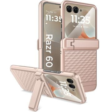 GS Futrola za Motorola Razr 70 Ultra / 60 Ultra, PC futrola s postoljem, sa staklom, zlatna