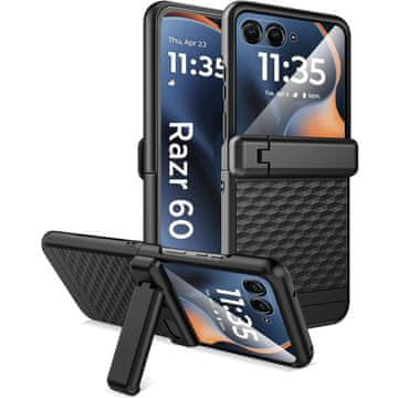 GS Futrola za Motorola Razr 70 Ultra / 60 Ultra, PC futrola s postoljem, sa staklom, crna