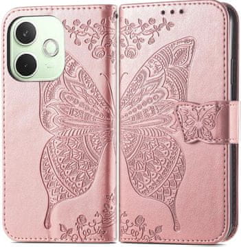 GS Preklopna futrola za Oppo A5 Pro 5G, leptir, ružičasto zlatna