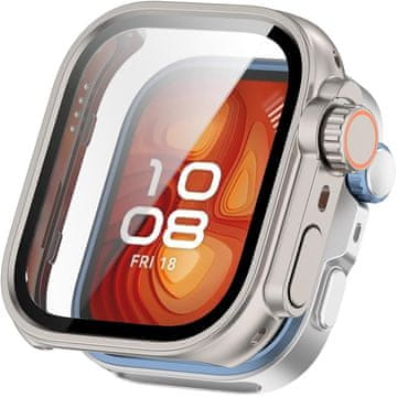 GS 2u1 futrola + kaljeno staklo za Huawei Watch Fit 4 Pro, srebrna/narančasta