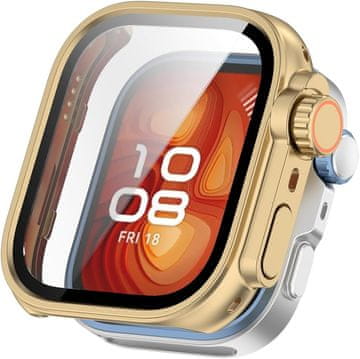 GS 2u1 futrola + kaljeno staklo za Huawei Watch Fit 4, zlatna/narančasta