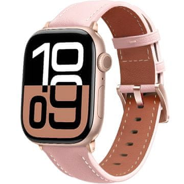 GS Kožni remen za Apple Watch 1/2/3/4/5/6/7/8/9/10/11/SE Ultra 1/2/3 42/44/45/46/49 mm - ružičasti