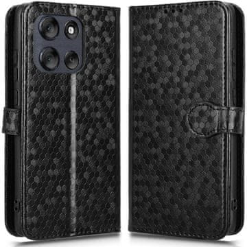 GS Preklopna futrola za Motorola Moto G56 5G, novčanik u obliku romboidnog uzorka, crna