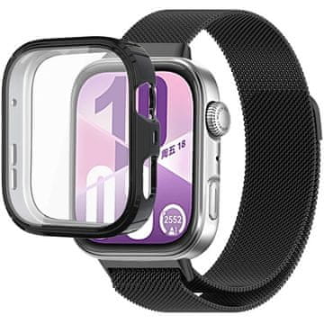 GS Milanska narukvica + futrola sa zaštitnom folijom za Huawei Watch Fit 4 Pro, crna
