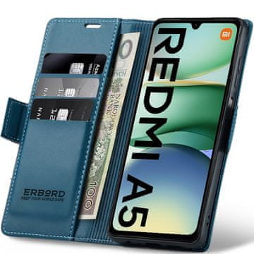 Overboard Futrola za Xiaomi Redmi A5, sjajna liči, novčanik s preklopom, plava