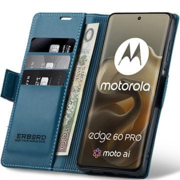 Overboard Futrola za Motorola Edge 60 Pro, sjajna liči, preklopni novčanik, plava