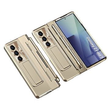 GS Zaštitna futrola za Samsung Galaxy Z Fold7 5G sa stalkom, zaštitom za šarke, staklom i olovkom - zlatna