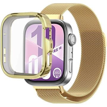 GS Milanska narukvica + futrola sa zaštitnom folijom za Huawei Watch Fit 4, zlatna