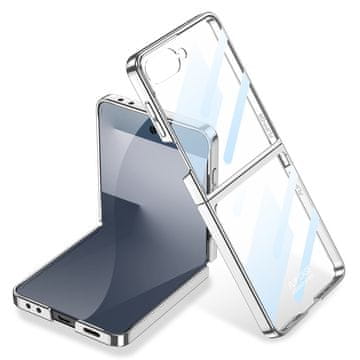 GS Futrola sa staklom za Samsung Galaxy Z Flip7 5G, PC futrola, srebrna
