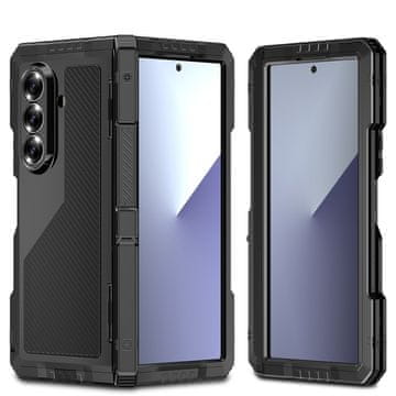 GS Oklopna futrola za Samsung Galaxy Z Fold7 5G aluminijska sa stalkom i držačem za olovku - crna
