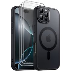 Overboard Set futrola za iPhone 16 Pro, za MagSafe, mat futrola, crna + 3x zaštitna stakla za ekran