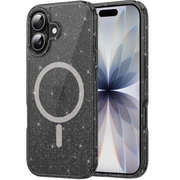 GS Futrola za iPhone 17, otporna na MagSafe, sa šljokicama, poluprozirna crna