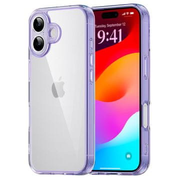GS Futrola za iPhone 17 sa zaštitom za kameru, prozirna s ljubičastim okvirom