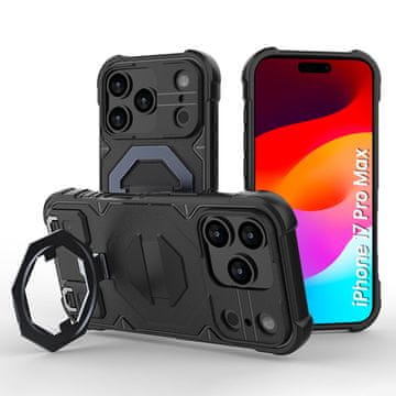 Overboard Armor maska za iPhone 17 Pro Max, otporna na MagSafe, sa stalkom, crna