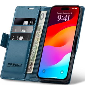 Overboard sjajna liči futrola za iPhone 17 Pro, novčanik s preklopom, plava