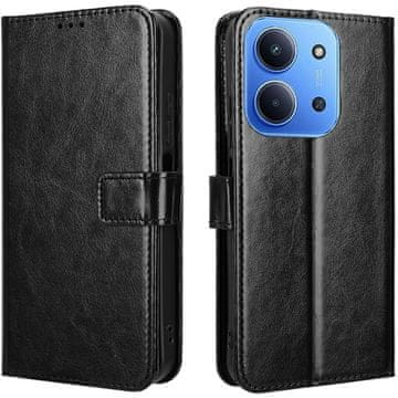 GS Preklopna futrola za Xiaomi Redmi 15C 4G/LTE, novčanik Crazy Horse, crna
