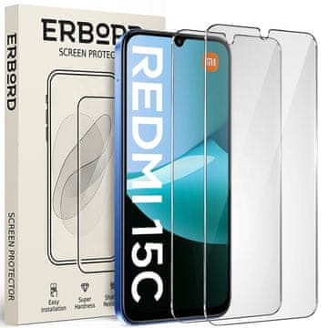 Overboard 2x Kaljeno staklo za Xiaomi Redmi 15C 4G/LTE, 9H tvrdo staklo, brzo