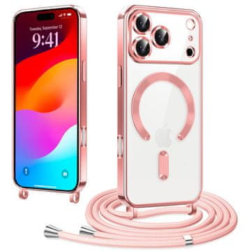 Overboard Futrola za iPhone 17 Pro Max, Electro MagSafe, roza + traka za vezanje