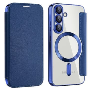 GS Preklopna futrola za Samsung Galaxy A17 5G, RFID novčanik MagSafe, prozirna / tamnoplava