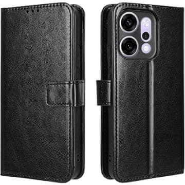 GS Preklopna maskica za Oppo Reno 14, tekstura Crazy Horse, crna