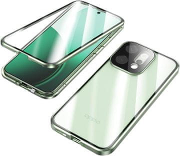 GS Futrola za Oppo Reno 14, magnetsko dvostruko staklo, prozirna sa zelenim rubovima