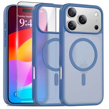Overboard Set mat futrola za MagSafe za iPhone 17 Pro, mat plava + zaštitna folija za ekran